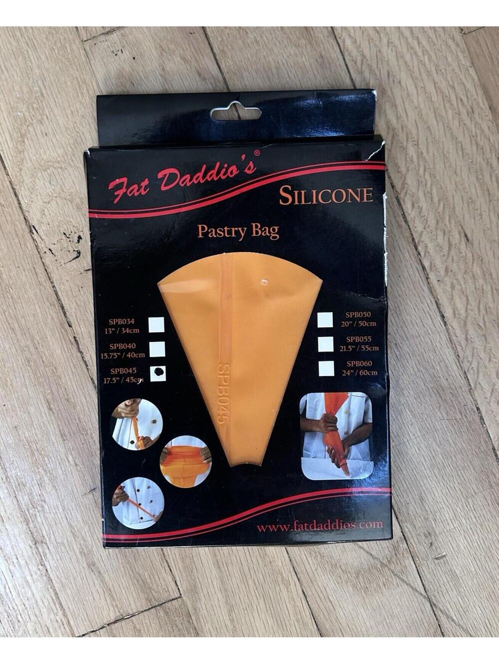 Fat Daddio's Silicone Pastry Bag Orange 17.5in Flexible Stain-Resistant SPB045